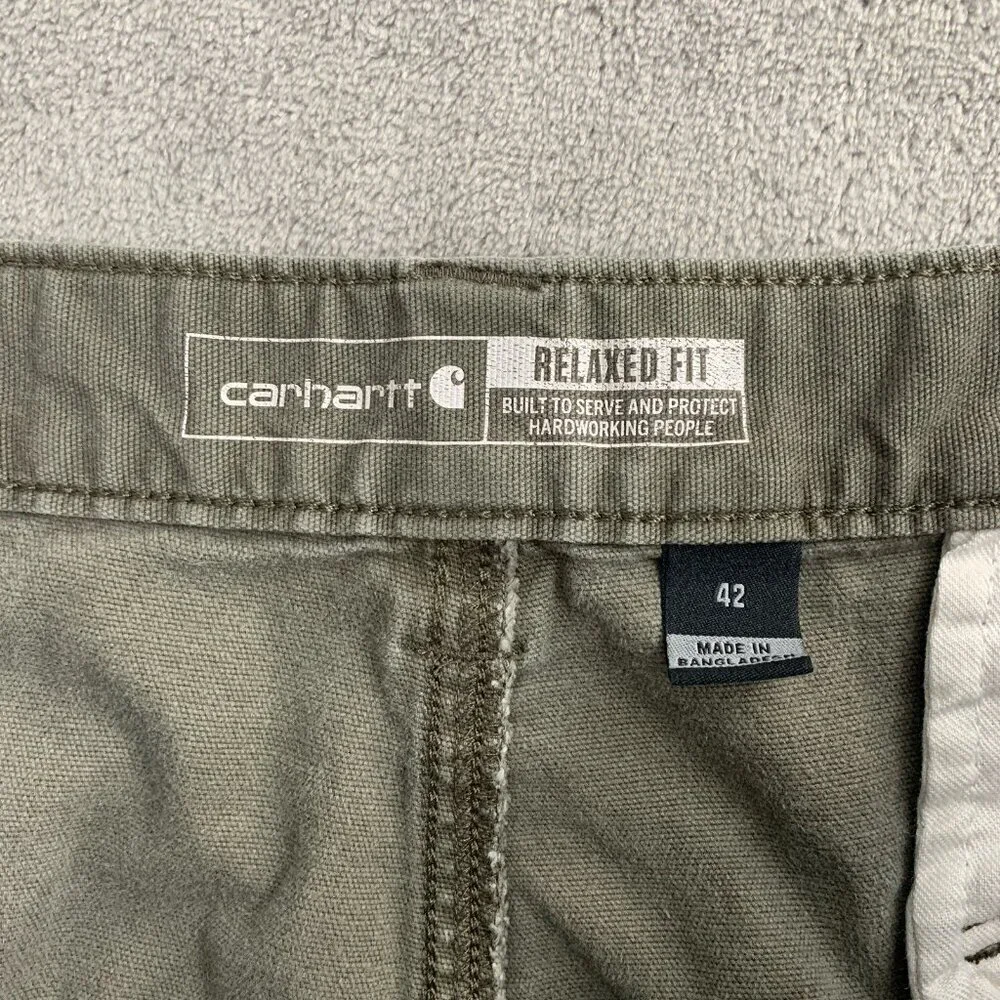 Carhartt Shorts Men 40 Rugged Flex Relaxed Fit Canvas Utility Workwear Green 10”